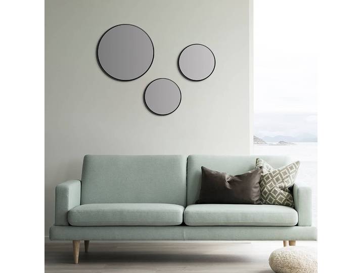Miroir mural Picasso rond Ø 25cm Noir/Noir verre miroir / aluminium, brossé 25 x 3cm