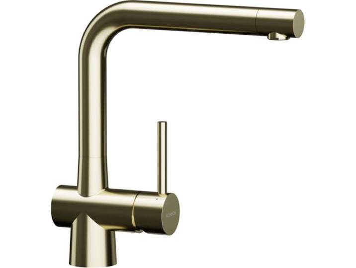 SCHOCK Küchenarmatur LAIOS Whitegold – goldene hochdruck Armatur mit Festauslauf und Standard Norm-Anschlüssen