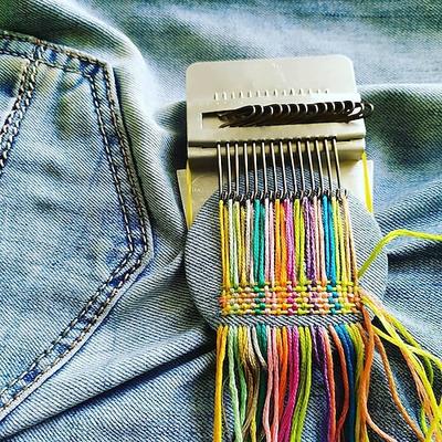 Webstuhl Speedweve-Webwerkzeug, 28 Haken, Mini-Stopfwebmaschine aus Holz, DIY-Werkzeug für Anfänger, zum Ausbessern von Jeans, Socken, Kleidung, Reparieren von Stoffen
