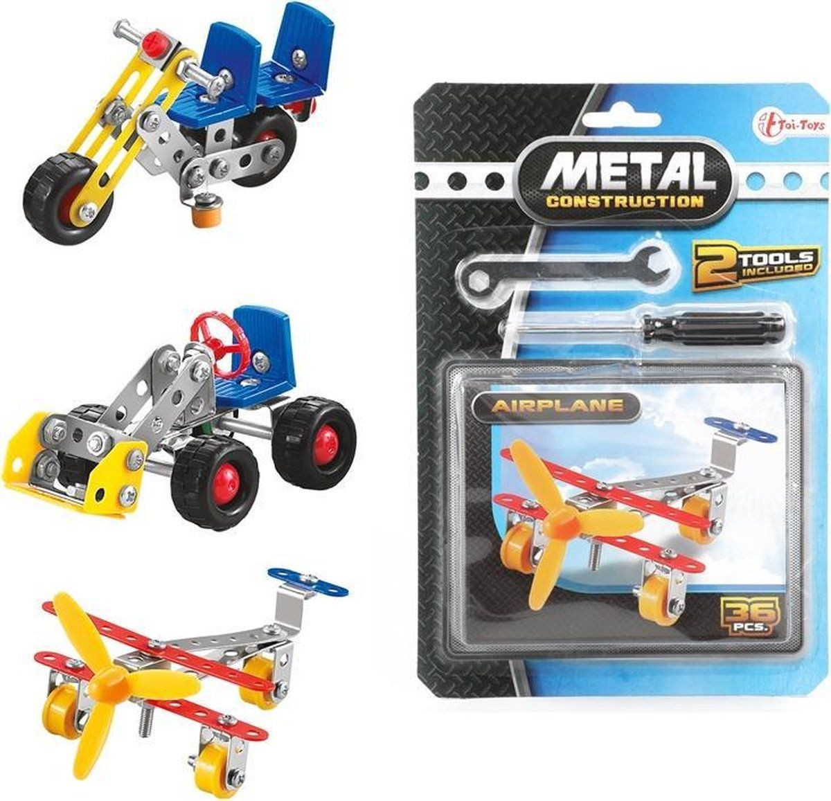 Toi Toys Bouw zelf een metalen vliegtuig met 36 onderdelen voor creativiteit en fijne motoriek