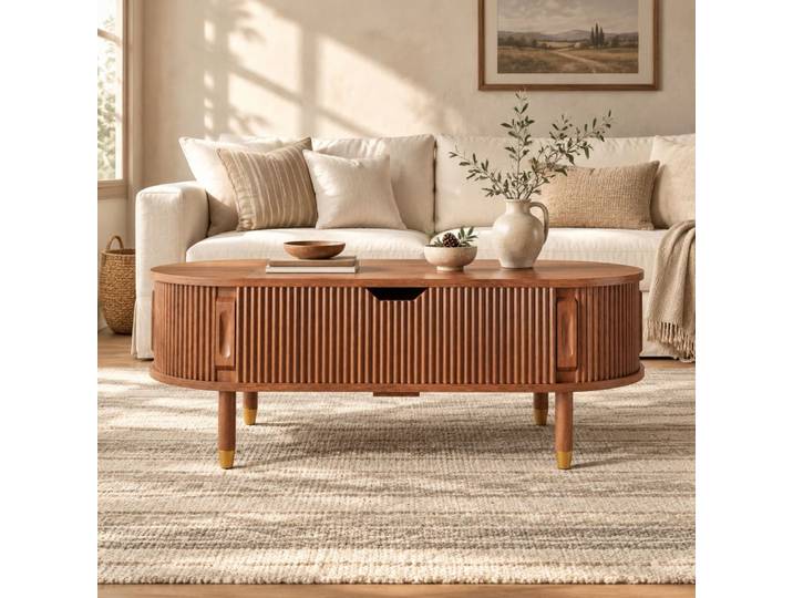 Table basse couleur noyer avec plateau relevable 110x48x57 cm
