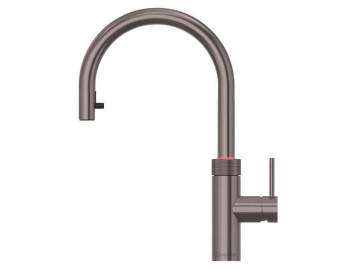 Quooker Küchenarmatur Flex Round, Graphit, Metall, 4.6x40x25.6 cm, Made in Europe, flexible Anschlussschläuche, herausziehbarer Auslauf, Keramikkartusche, Kindersicherung, Trinkwassersystem, für kochendes Wasser geeignet, Sprudelwasser geeignet, Küchen, Küchenausstattung, Küchenarmaturen