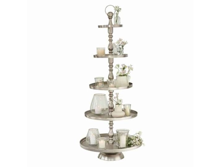 Loberon Etagere Magonie, Fünfstöckiges Deko-Highlight, Imposante Höhe, Hochwertiges Antik-Finish, Dekoration, Aluminiumguss, antiksilber