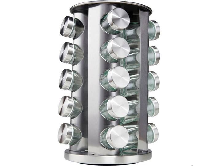 Étagère à épices rotative en acier inoxydable avec 20 pots à épices pour cuisine