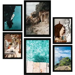 POSTER Set Mit 6 Ibiza Spanien 2 In Fotografie A3 & A4 Schwarzer Rahmen