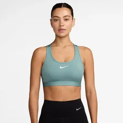 Nike Swoosh gepolsterter Sport-BH - Cannon/Weiß - XS