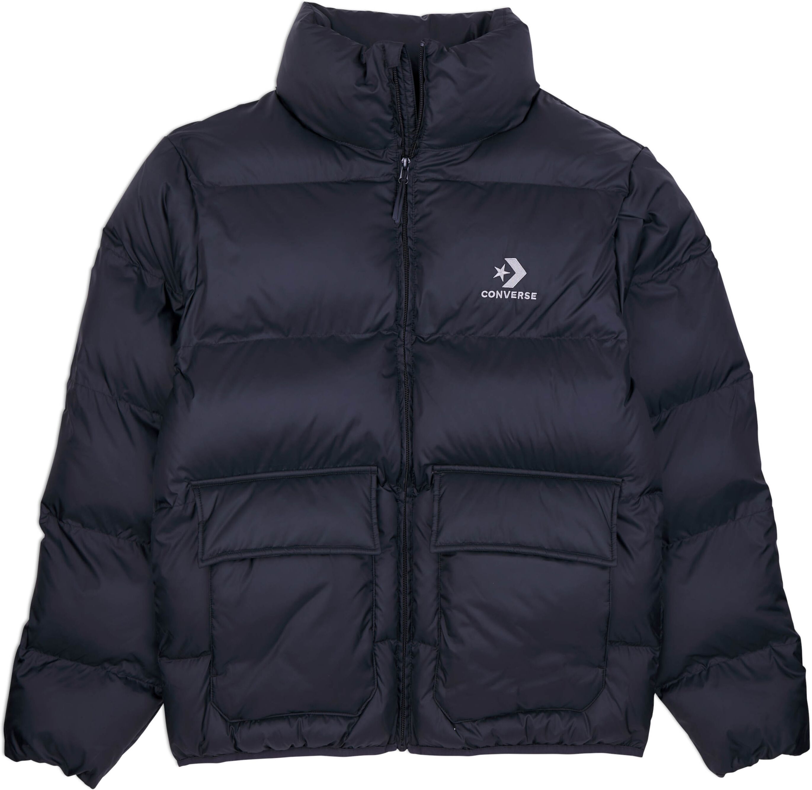 Steppjacke CONVERSE, Herren, Gr. XL, schwarz (converse schwarz), Softshell, Obermaterial: 100% Polyester, unifarben, hoch geschlossener Ausschnitt, eingesetzt,weit eingefasste Kante, Jacken Steppjacke, wärmende, wasserabweisende und winddichte Eigenschaft
