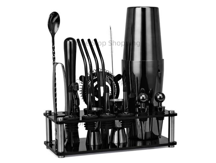 Ensemble de shaker à Cocktail, Kit de barman, ensemble d'outils de Bar avec barres de support en acrylique, accessoires de Bar pratiques pour Bar et salon, 20 pièces