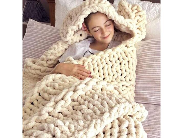 Grobstrick-Decke Grob, Chunky Knit Blanket, Handgefertigt Super Gestrickte Decke, Dick Weich Gemütlich Warm Chenille-Deckenüberwurf für Bett, Sofa, Stuhl und Couch (Color : Beige, Size : 180 * 200cm)