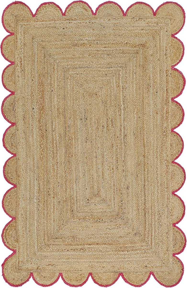 Handgeweven Jute Vloerkleed Boho Stijl - Rechthoekig - Roze