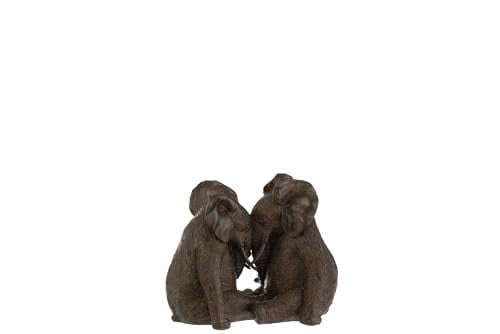 J-Line Decoratieve Olifanten Set - Donkerbruin - H 19.5 cm