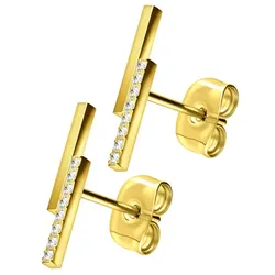 Titan Ohrstecker BALKEN + EINGEFASSTE KRISTALLE
