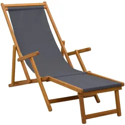 vidaXL, Liegestuhl, Stabiler Eukalyptus-Holz-Sonnenlieger (155 cm)
