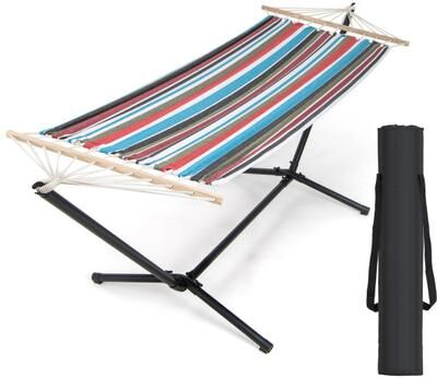 Costway Hammock with Stand and Carrying Case-Multicolor