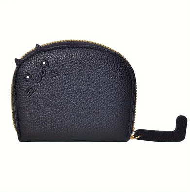 Discount Dollar Deals Cartoon Cat Wallet For Women Multi Card Holder, Cute Faux Leather Coin Purse ID Card Slot black