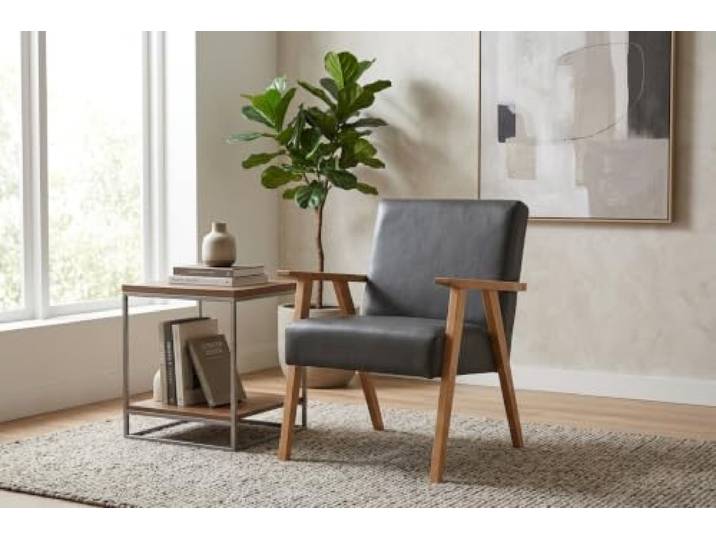 Family Meble Sessel Soler Boston – Retro-Sessel im Vintage-Stil mit Kunstleder-Bezug – Grau · 10