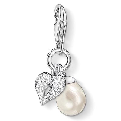 Charm-Einhänger THOMAS SABO "Flügel mit Perle", silber (silberfarben), Charms, Damen, Perlen, Silber 925 (recycelt)