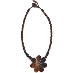 Kette mit Anhänger "Kaja", Damen, Gr. onesize, Zamak, schwarz, COLLEZIONE ALESSANDRO, Basic, Halsketten, mit echtem Muschel Anhänger in Blütenform