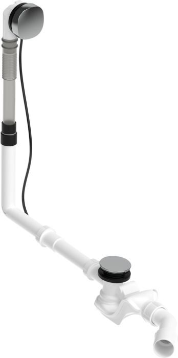 Duravit Quadroval Ab- und Überlaufgarnitur 792202000001000 Bowdenzuglänge 65 cm, d= 5,2cm, für Badewannen mit zentralem Ablauf, chrom