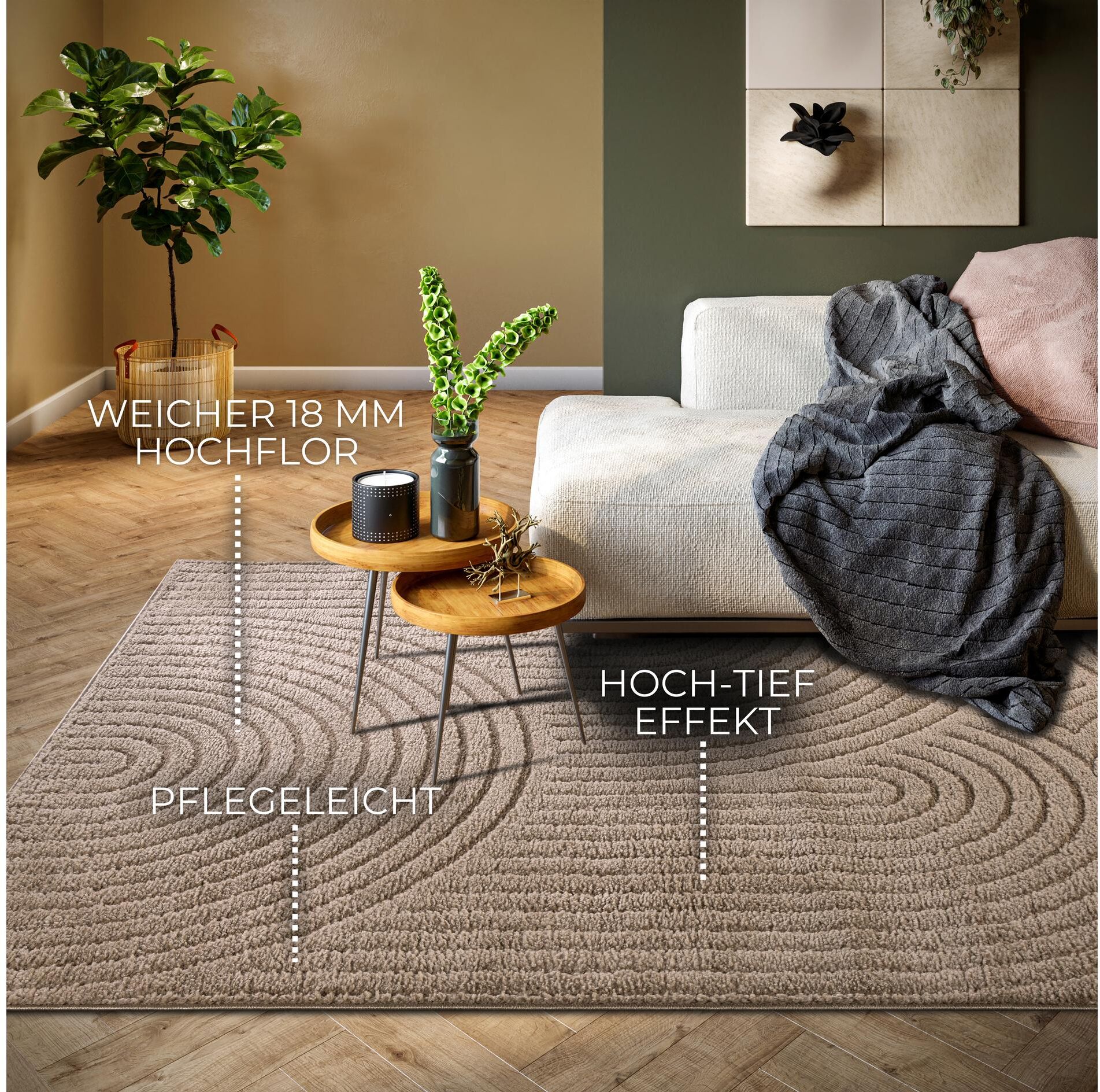 Teppich ELLE DECORATION, grau (taupe), 1 Stk., Teppiche, Teppich taupe 1 Stk.