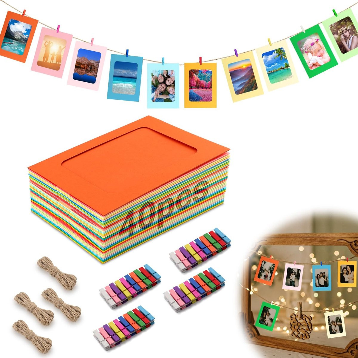Merkloze Foto Garland met 40 Clips voor Creatieve Presentaties