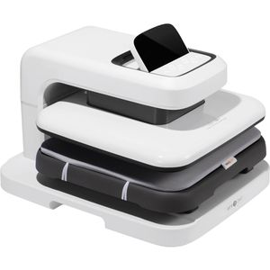 HTVRONT Transferpresse Auto Heat Press 2 Digit, weiß, 38 x 38 cm, automatische Hitzepresse für Textilien
