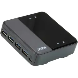 Aten US3344 4 x 4 USB 3.2 Gen1 Peripherie-Freigabe-Switch (4 Ports), Dockingstation + USB Hub, Schwarz