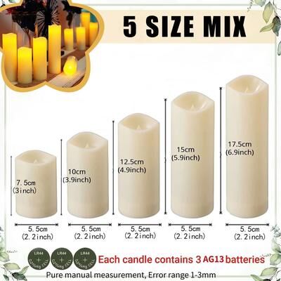 Uplift Picks 1080PCS Flameless LED Candles Battery Operated Flickering Tea Lights mixed Sizes 10 Pcs