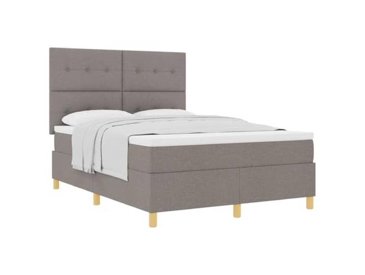 KKgypkn Boxspringbett mit verstellbarem Kopfteil, Stoff Taupe, 160 x 200 cm, inklusive Taschenfederkernmatratze und Lattenrost