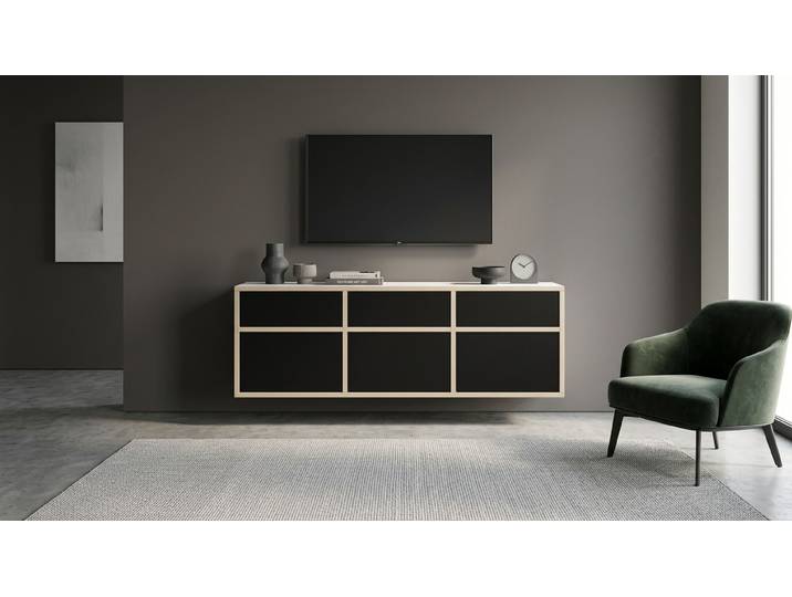 Maßgefertigtes Lowboard hängend Multiplex Multiplex Weiß