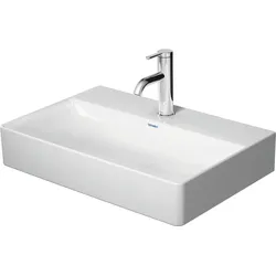 Duravit DuraSquare Waschtisch Compact, 60x40 cm, ohne Hahnloch, ohne Überlauf, Unterseite glasiert (für verbesserte Hygiene) (für verbesserte Hygiene), 2356600070, Farbe: Weiß
