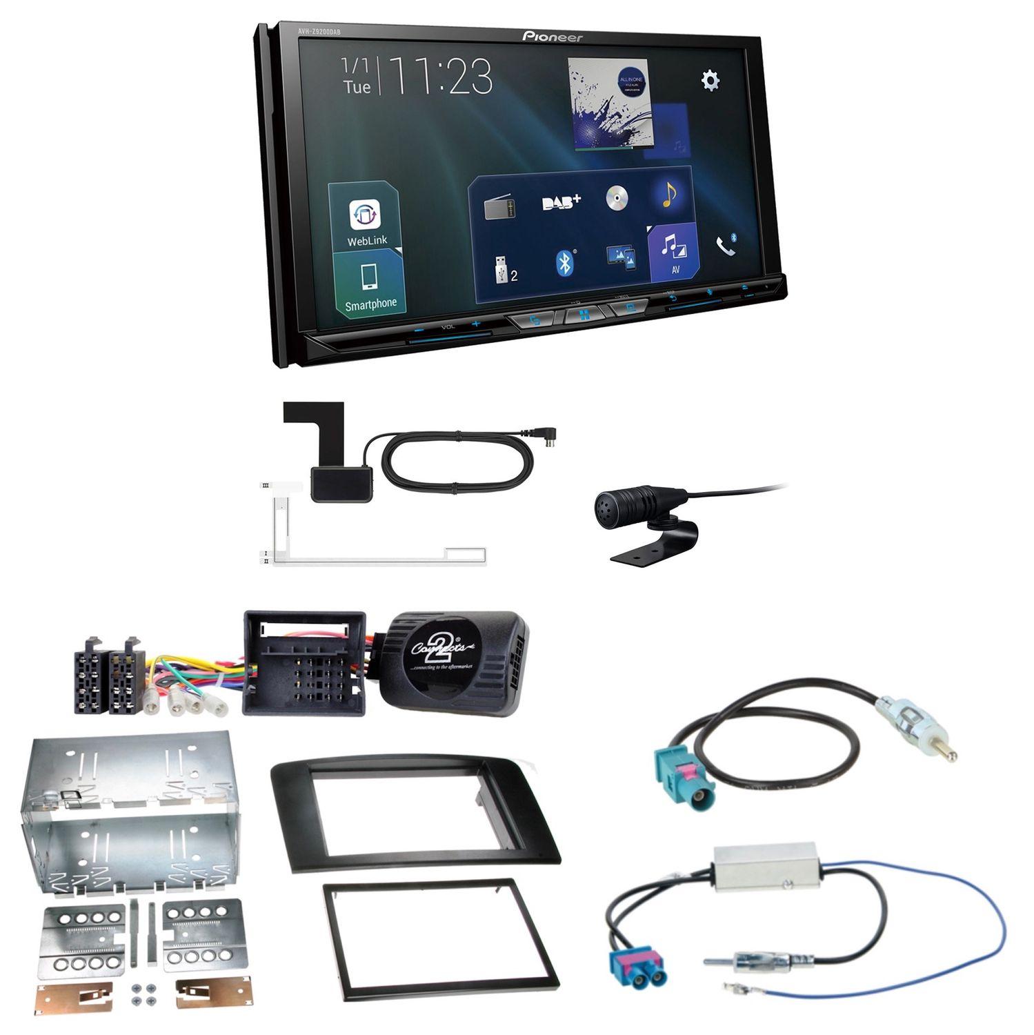 Pioneer AVH-Z9200DAB USB Bluetooth CarPlay DAB+ Einbauset für Mercedes ML W164