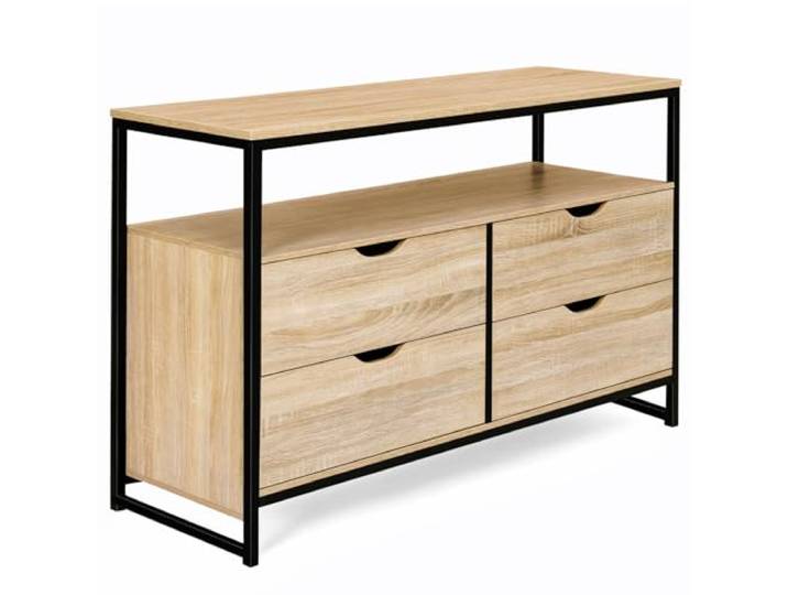 IDMarket - Kommode mit 4 Schubladen Detroit 110 cm Industriedesign mit Regal