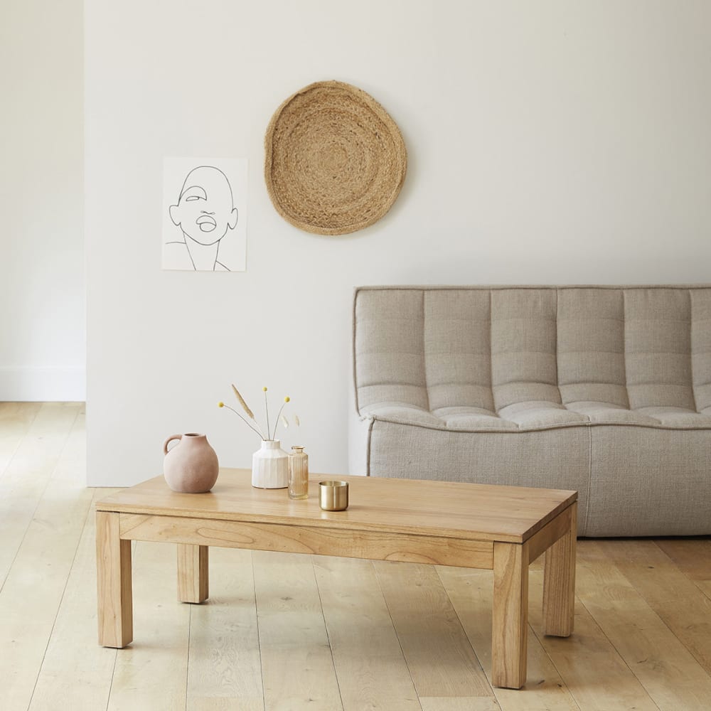 BERAH GETAH Table basse en mindy Beige 110x37x60cm