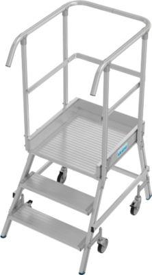 Fahrbare Podestleiter Krause Stabilo Professional, einseitig begehbar, 1x3 Stufen, 600 x 700 mm Plattform, 2750 mm Arbeitshöhe