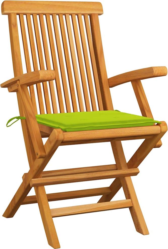 vidaXL Klappstühle mit hellgrünen Kissen, 6 Stück, Massivholz Teakholz