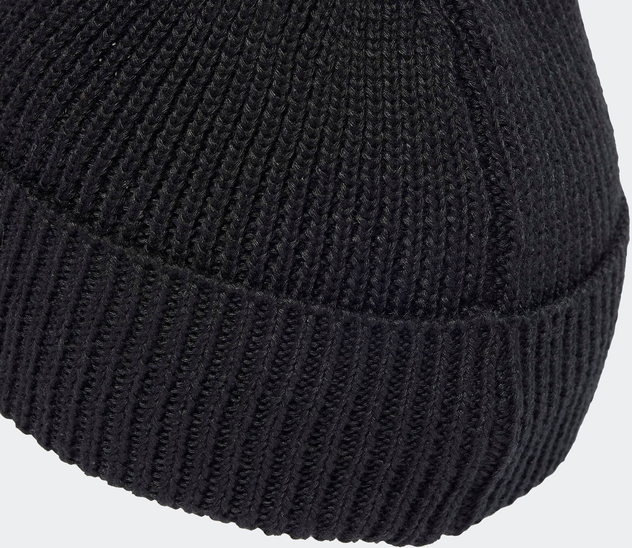 Beanie ADIDAS ORIGINALS "EVERYDAY ICONS MIT TON IN TON METALL TREFOIL", schwarz, Obermaterial: 100% Polyester, Mützen Beanie schwarz Einheitsgröße