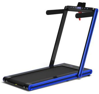 Costway 2-in-1 Folding Treadmill with Dual LED Display-Navy