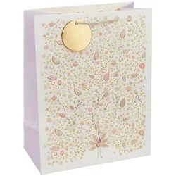 Geschenktasche Pfauenpracht 22,5 cm Papier Weiß