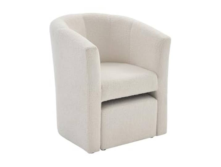 Vente-unique Lounge-Sessel & Hocker - Bouclé-Stoff - Weiß - Jovana Weichheit des Frotteestoffs Besonders gesellige Form