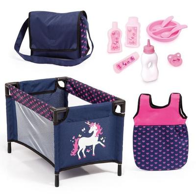Zubehör Set mit Reisebett, Einhornmotiv