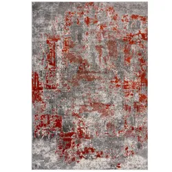 `Dee` Abstrakte Kunst-Teppiche in Premium-Qualität. Farbe: Rot-Grau, 200x290 cm | Kadima Design