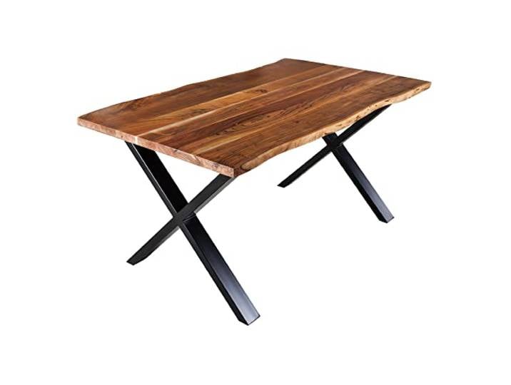 Riess Ambiente Massivholz Esstisch Mammut 160cm Akazie Baumkante X-Gestell Industrial Design 2,6 cm Platte