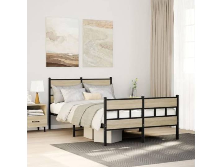 Stabiles Metallgestell elegantes Design ohne Matratze Braun 120 x 190 cm Metallbettgestell ohne Matratze Sonoma-Eiche 120x190 cm mit Lattenrost und Stauraum, Stabiler Bettrahmen mit Kopfteil für