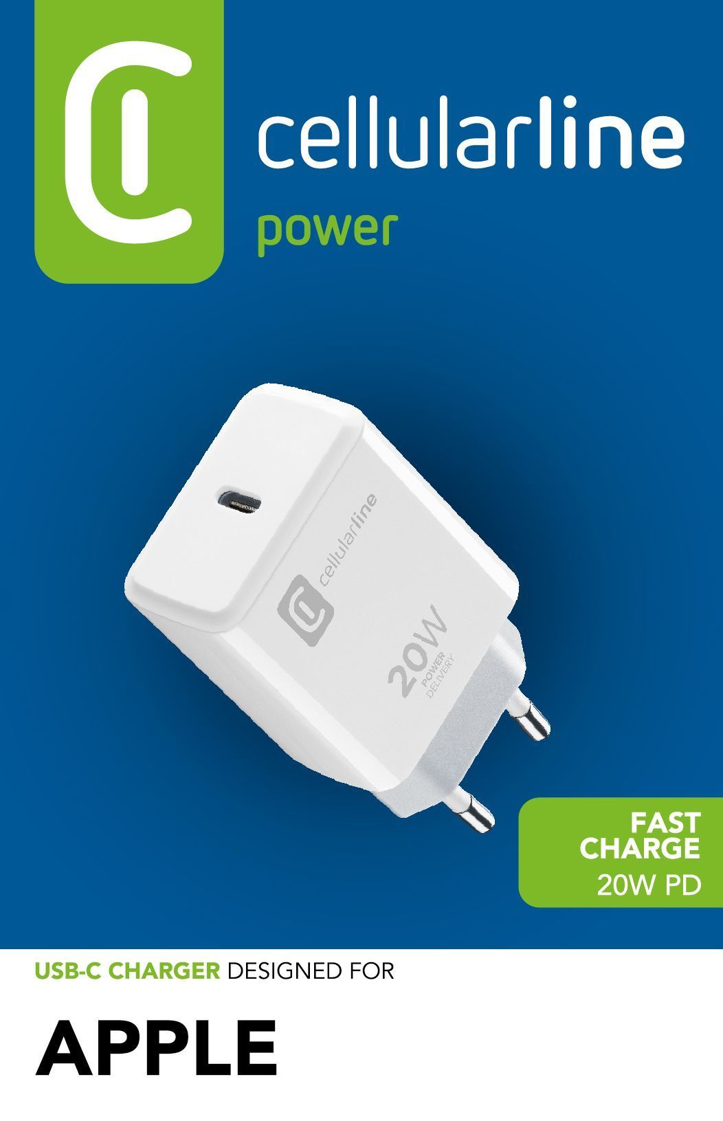 Cellular Line 20 W Ladegerät USB-C Charger (Weiß) ACHIPHUSBCPD20WW