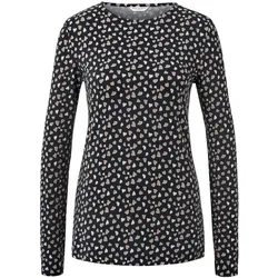 Tchibo - Langarmshirt mit Alloverprint - Damen - Gr. S - creme/print