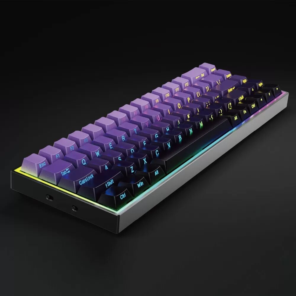 INF Kabelgebundene mechanische Tastatur mit gemischtem Licht, 68 Tasten - Farbverlauf Lila mit blauem Schalter