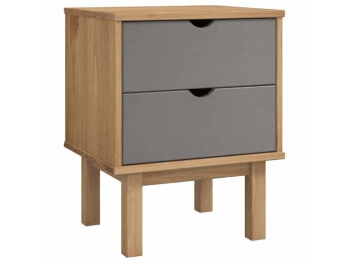 Makastle Nachttisch Braun & Grau 45x39x57 cm Massivholz Kiefer