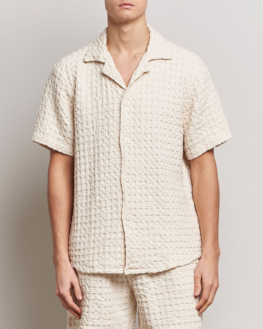 OAS Cuba Waffle Shirt Ecru men S Hvid