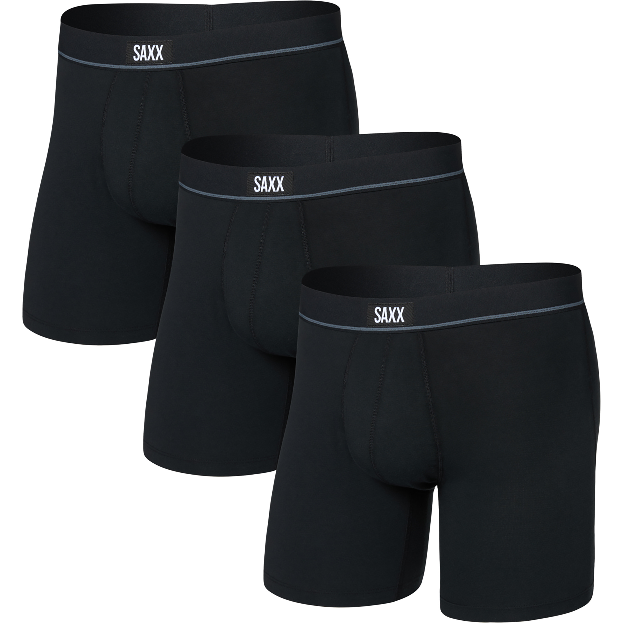 Saxx Underwear Essential Cotton Brief Fly 3er Pack Boxer Herren Kurze Unterhose schwarz Größe L Hautfreundlich